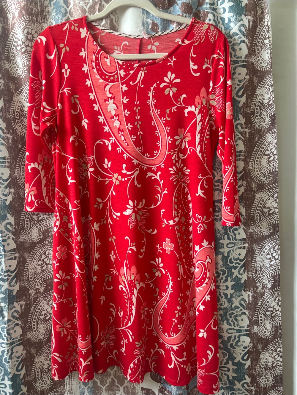Red Floral Paisley A-Line Dress